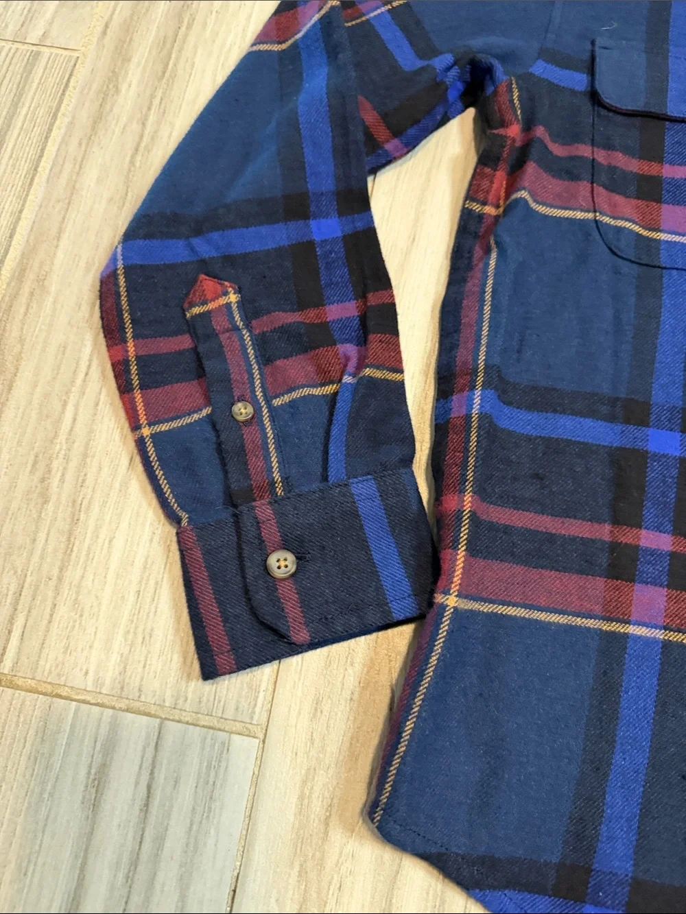 Old Navy Navy Blue and Red Plaid Button-Up Shirt